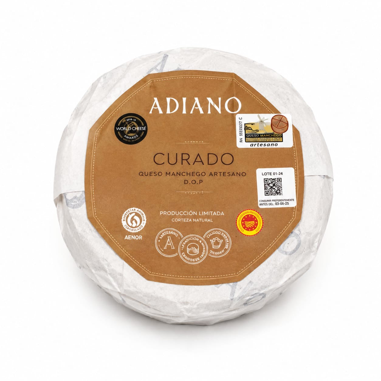 Cuña de Queso Curado Adiano 500gr. Aprox